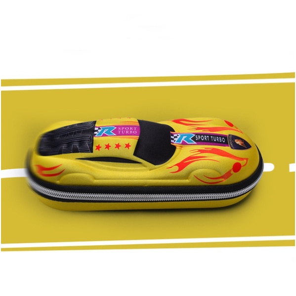 Tempat Pensil Kotak pensil Tepak 3D Timbul Hardtop Pencil Case Motif Mobil Murah-Kuning