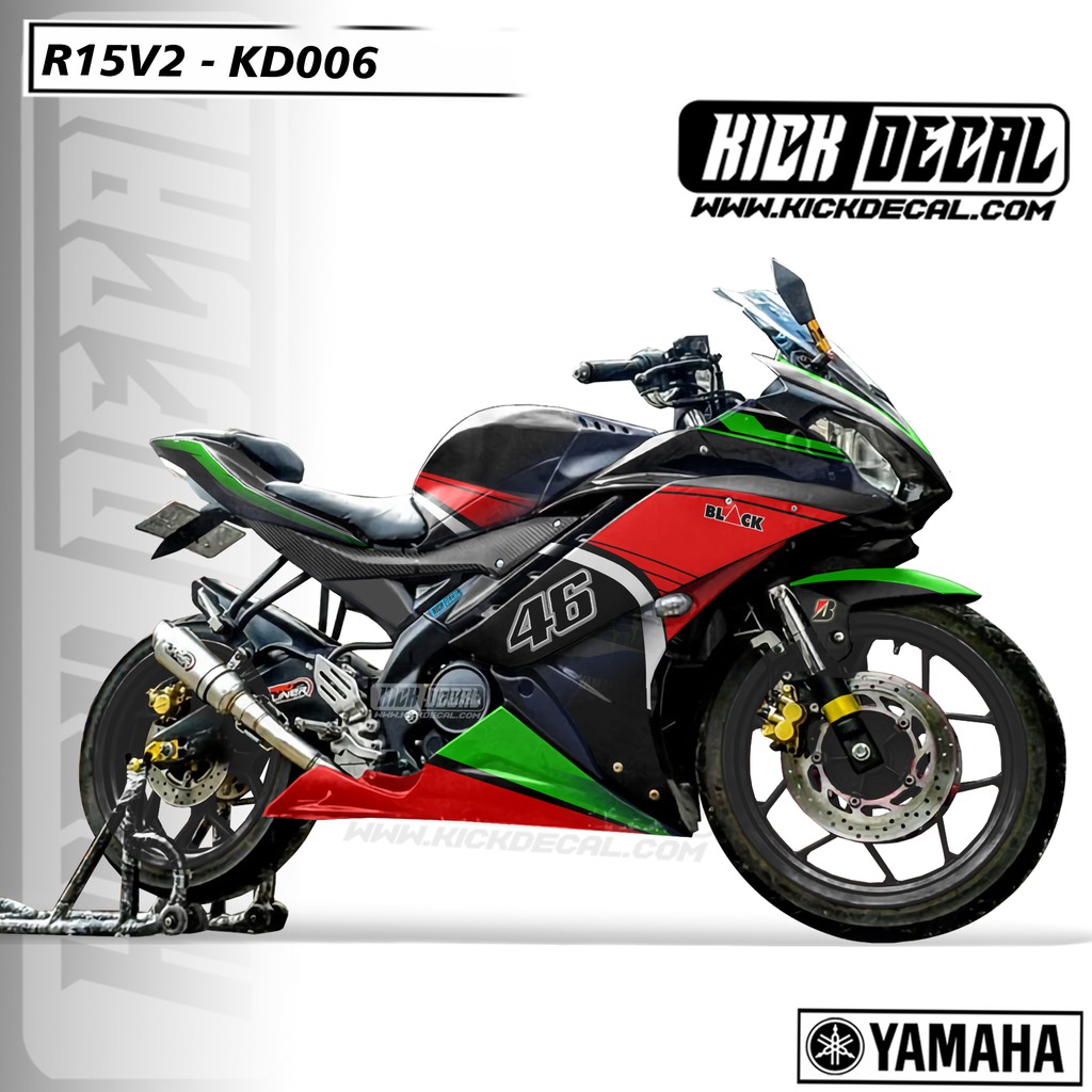 STICKER DECAL KAWASAKI YAMAHA R15 V2 MERAH- KD006