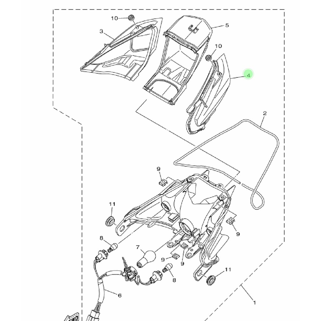 MIKA KACA LAMPU SEN SEIN BELAKANG KIRI SOUL GT 125 ORIGINAL YGP 2SX-H3312-00