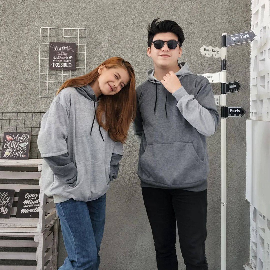 COMBINE Hoodie Oversize Sweater Pria Wanita Outerwear Polos 2 Tone Jacket OOTD Casual Korean Style