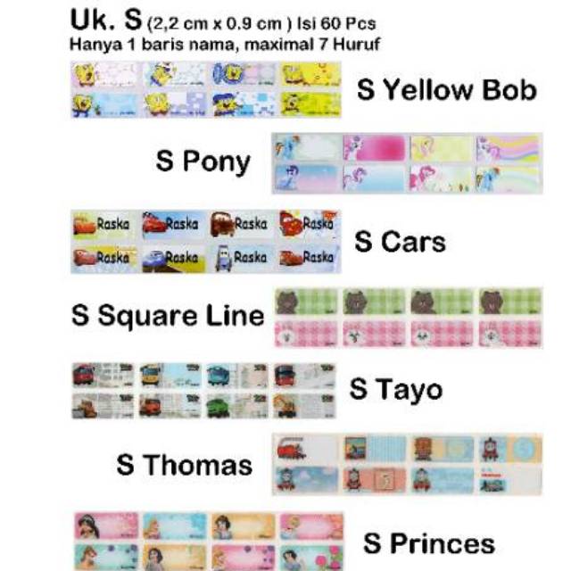 

Stiker Label Nama Waterproof (uk.S)