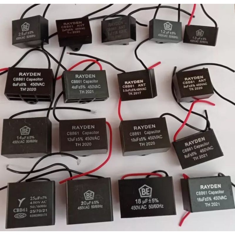 Kapasitor segi kotak hitam 1,2UF 1,5UF 1,8UF 2UF 2,2UF 2,5UF 3UF 3,5UF 4UF 5UF 6UF 8UF 10UF 12UF 14U