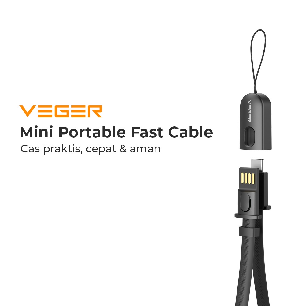 AC20 Kabel Data VEGER Cable USB Type C 3.0 3.0A 27CM Quick Charge Fast