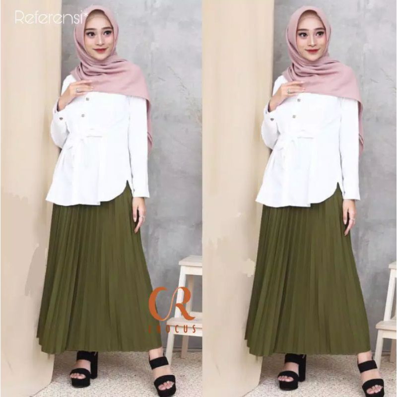 Rok prisket plisket jumbo rok mayung rok termurah rok wanita-Army