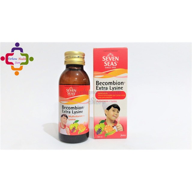 Original Seven Seas Becombion Extra Lysine 100 ml / Multivitamin Anak