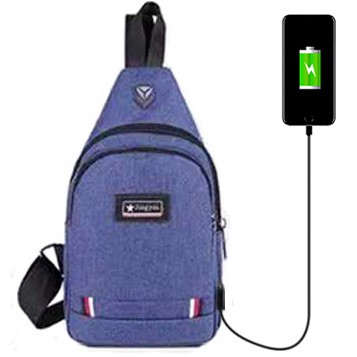 Tas Selempang Kanvas 7133 Fashion IMPOR Cowo Korean Style Slempang Gadget Bag ADA USB CHARGER port