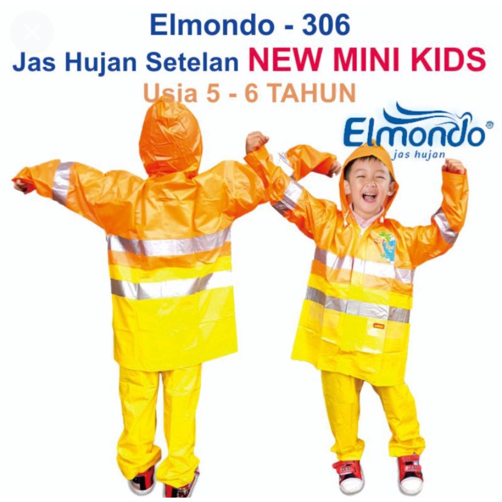 jas hujan stelan elmondo anak kecil/mini kid 4 sampai 6 tahun