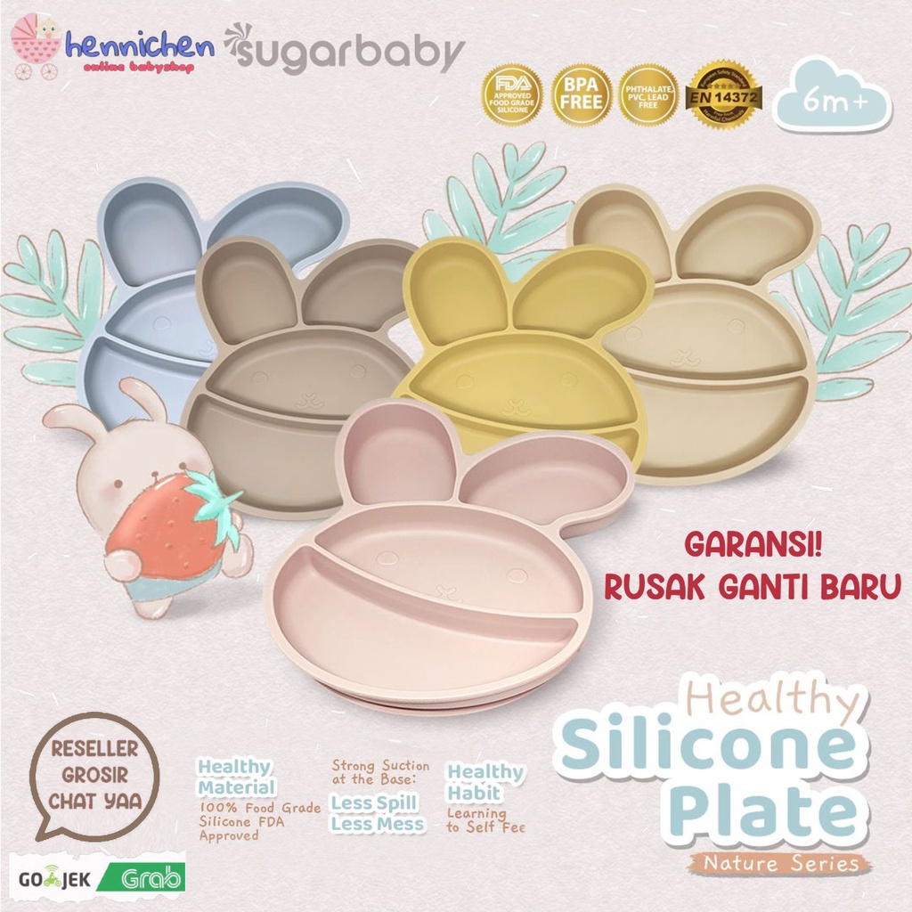 SUGAR BABY HEALTHY SILICONE PLATE NATURE SERIES SUGARBABY PIRING ANAK BAYI PERALATAN MAKAN BAYI