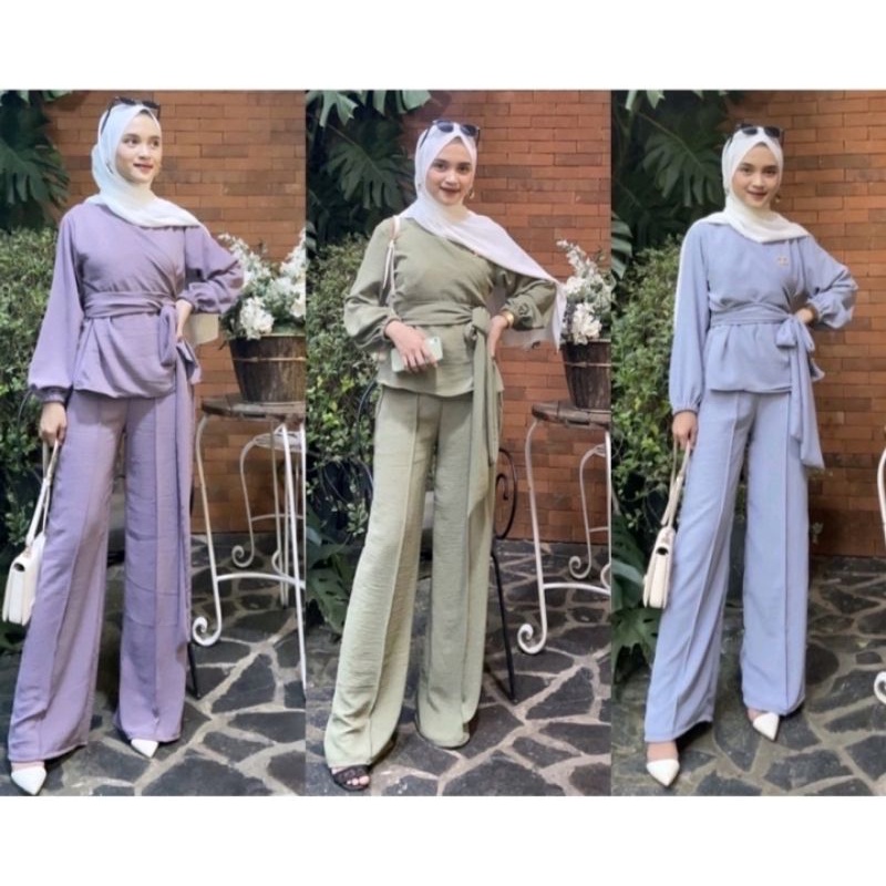 Setelan Polos Viral Crinkle air flow//One set kimono polos viral Crinkle adem nyaman