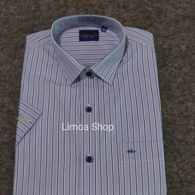 Kemeja Kerja Formal ARROW Lengan Pendek Warna Biru Muda Salur AR 07