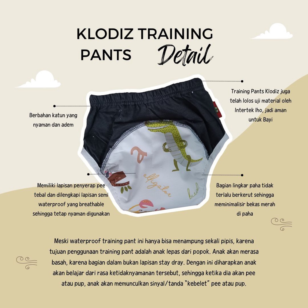 TRAINING PANTS KLODIZ XL BB(10-14 kg) - CELANA ANAK TOILET TRAINING