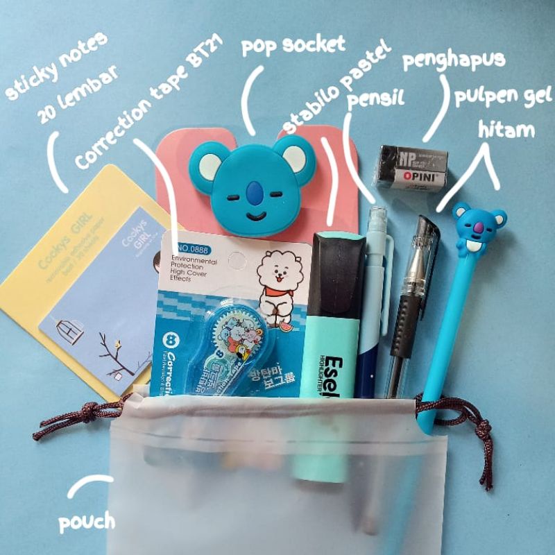 Paket Alat Tulis Sekolah Pop Socket BTS / Stationary Set / Stationary Fancy