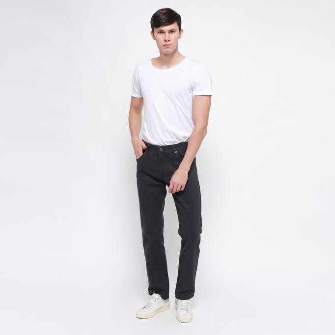 New Product Edwin Celana Jeans Milan-018 Regular Fit Pria Panjang Dark Grey - Abu -Abu Tua, 28 Free