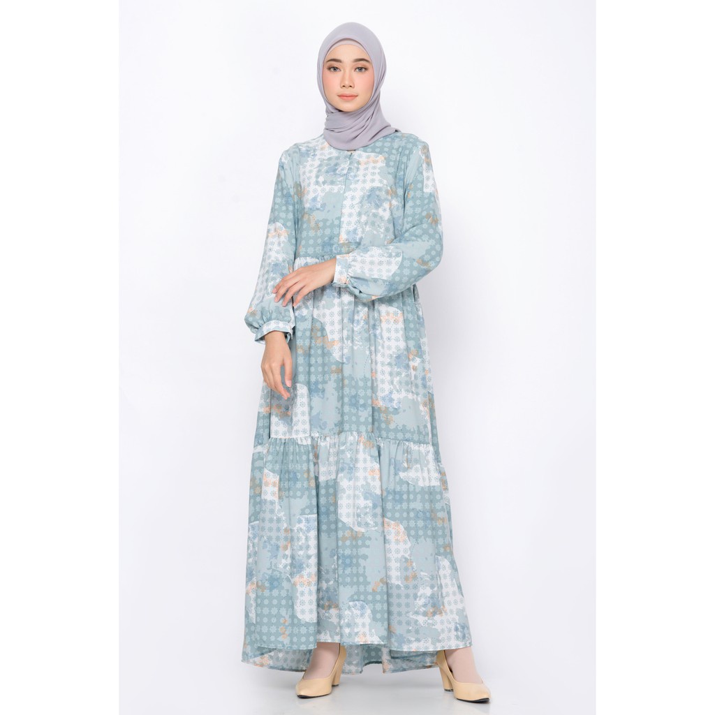 baju gamis wanita dress muslim terbaru BIA x Isel Fricella - Picky Mint Dress - Edisi Denmark - Sar 