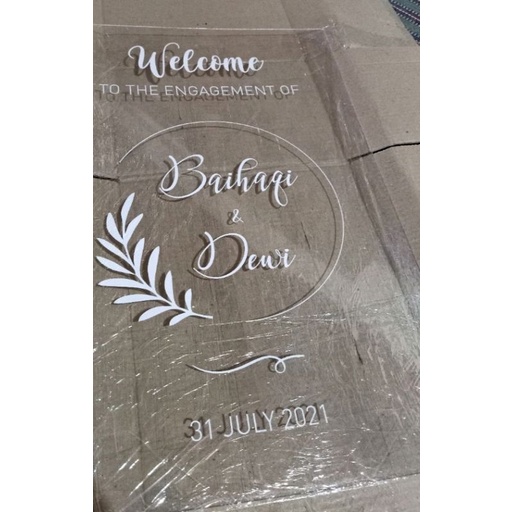 welcome wedding akrilik, welcome lamaran/engagement akrilik 40x60