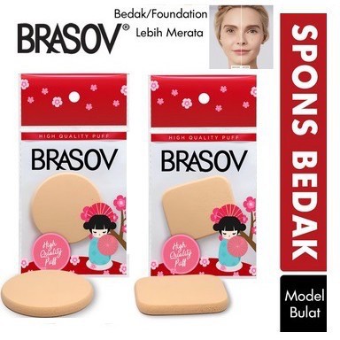 Brasov Spons Bedak Padat Foundation Sponge Puff Make Up Tools Fondation Powder Kotak Bulat Satuan