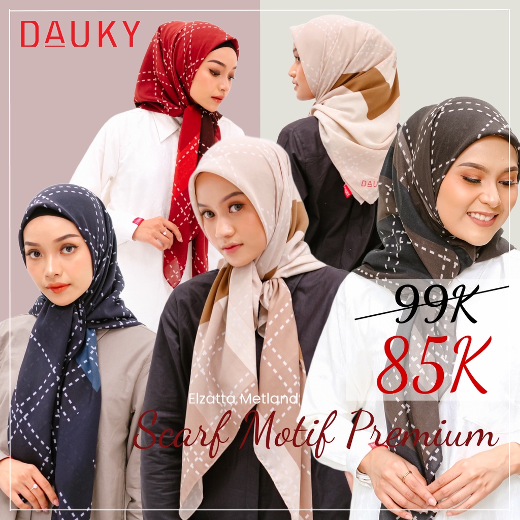 Dauky Lavey Scarf Hijab Segiempat Motif Premium Bahan Voal Ukuran 120x120cm