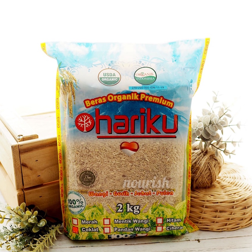 Hariku, Organic Brown Rice 2kg (Beras Coklat Organik)