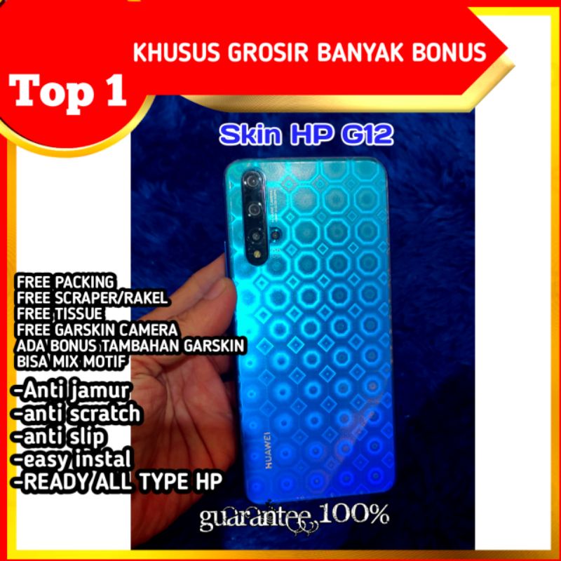 garskin hp + garskin camera anti gores belakang hp anti jamur g12 al merek all type