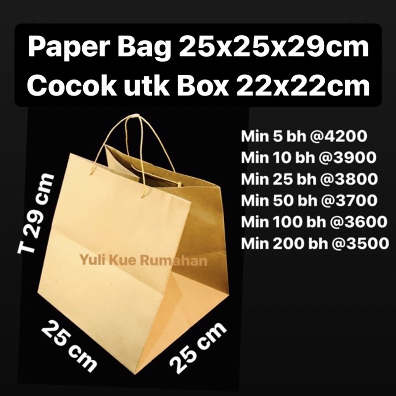 

Paper Bag Coklat 25x25x29cm cocok utk box 22x22cm