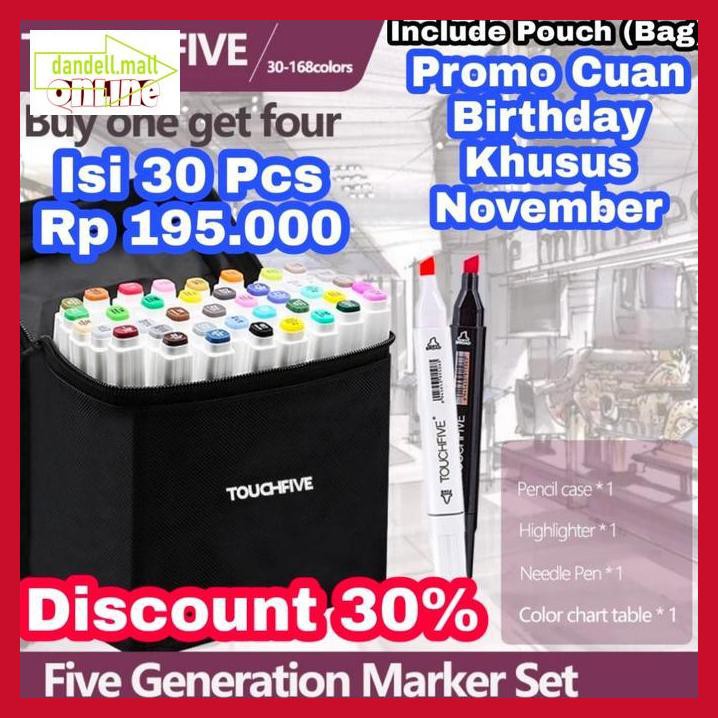 

U8Tyrt67- Pen Marker Touchfive 30 Warna 30 Colour Black 30Pcs E3Yrf797-