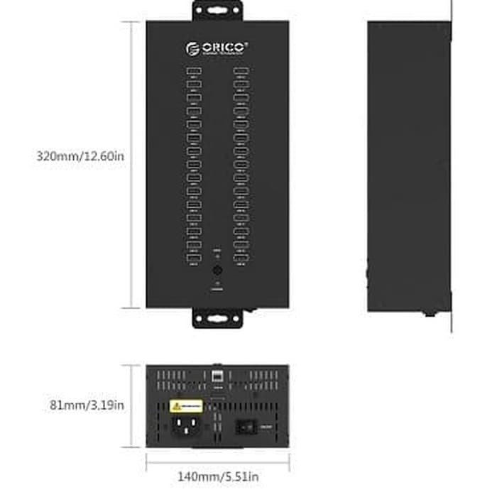 ORICO IH30P Steel 30 Port USB2.0 Industrial HUB with Data Cable