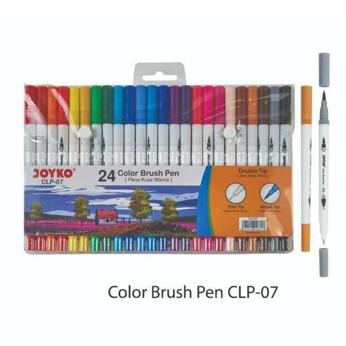 

(BISA COD) Spidol color Brush Pen Joyko 24 warna CLP-07 2 mata pena kuas warna FREE ONGKIR Kode 859
