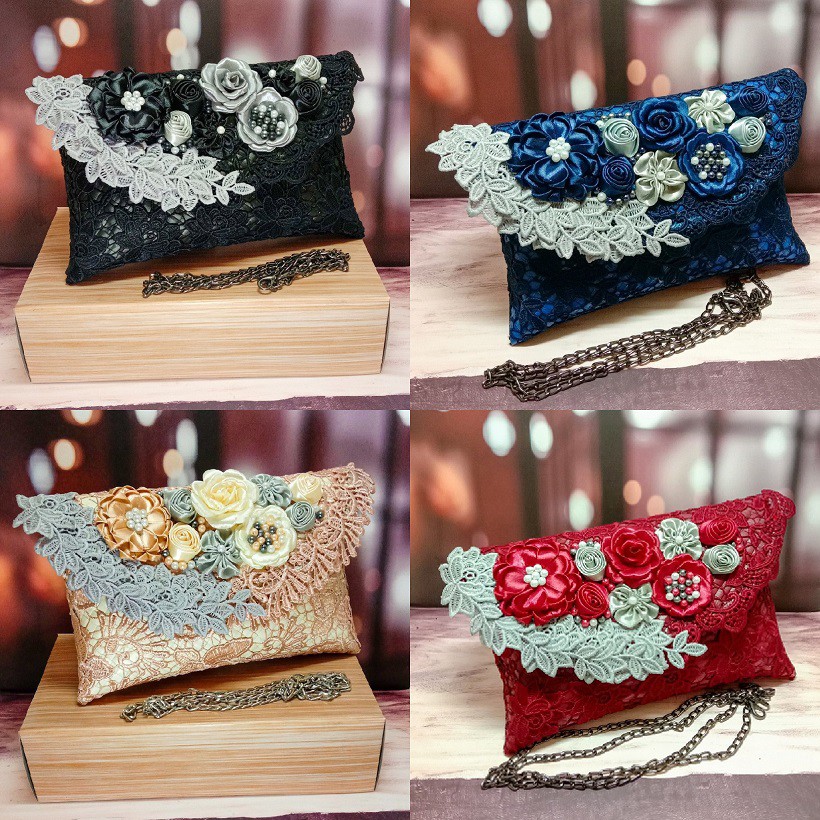 RJ CRAFT - Clutch Brokat Prada Premium Clutch Anyaman Pandan Clutch Pesta Wanita Fashion Wanita