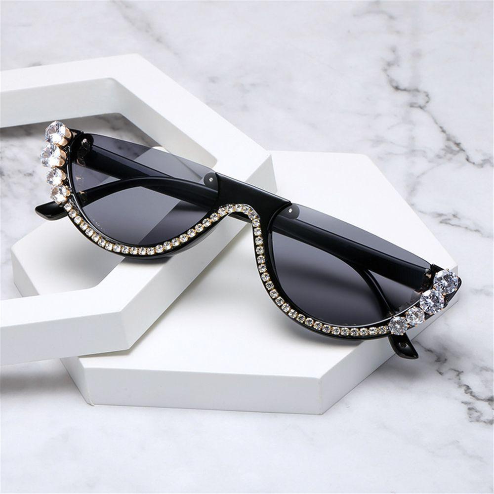 Lily Cat Eye Kacamata Hitam Wanita Berlian Imitasi Kristal Frame Eyewear