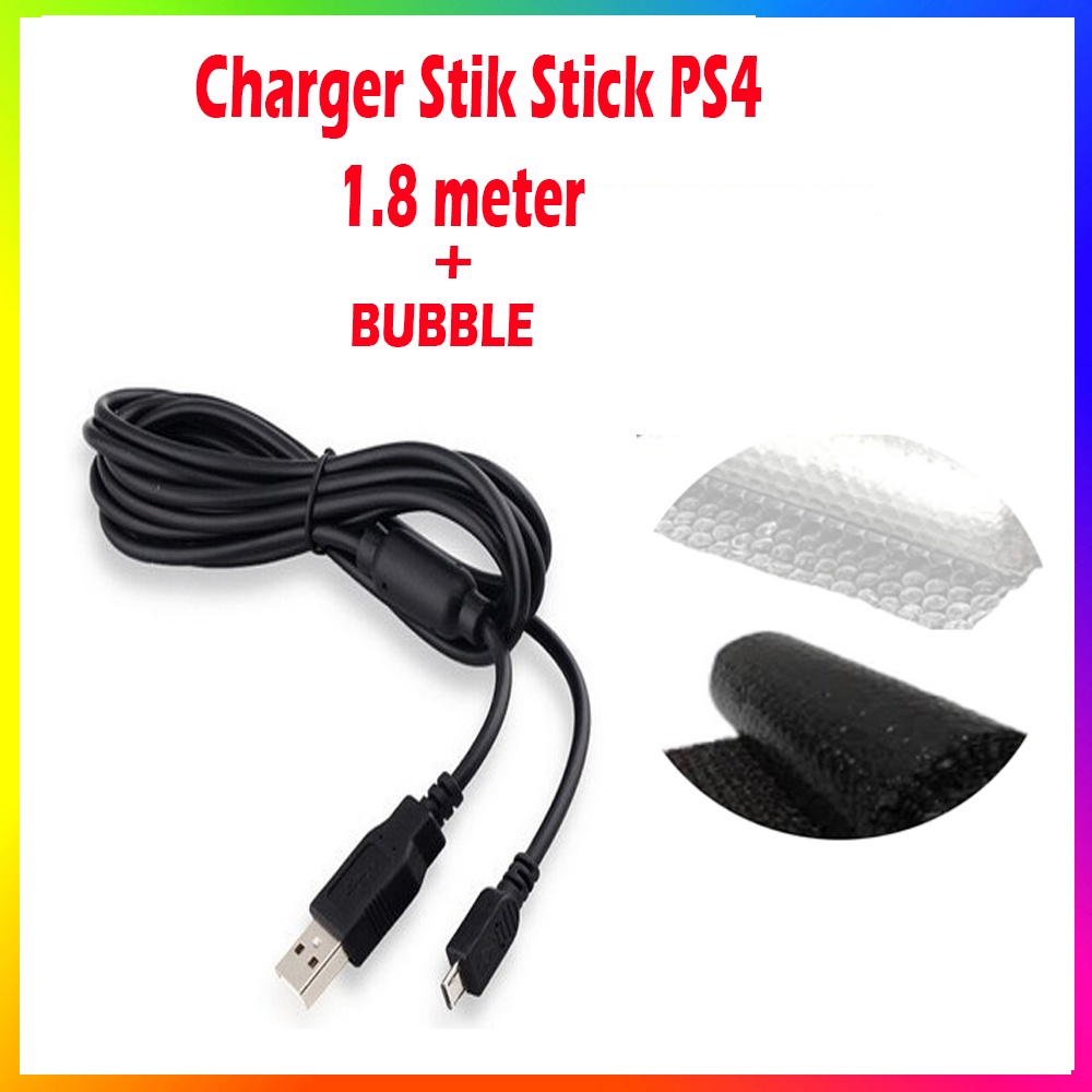 Charger Stik PS3 1.8m / PS3 3m / PS4 1.8m / PS4 3m / Kabel USB Charger Stik Stick PS4 Kabel Original FOXCONN