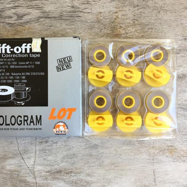 

✦*TERLARIS* Lift Off Correction Tape Hologram (isi 6) utk Mesin Tik Royal TA SE Brother Olympia Nakajima Canon Tip Ex Penghapus Pita Mesin Ketik Elektrik Elektronik LOT populer