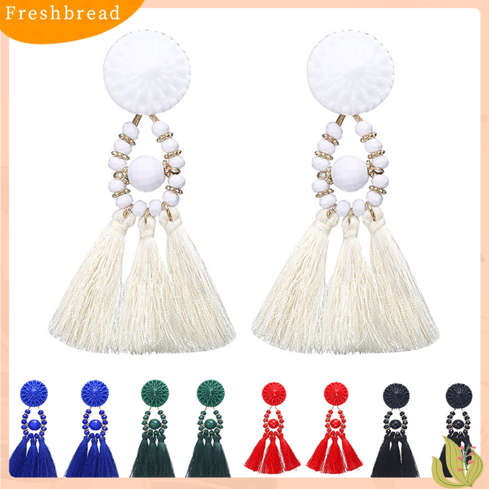 Terlaris Vintage Ethnic Beaded Long Tassel Dangle Statement Earrings Women Jewelry Gift