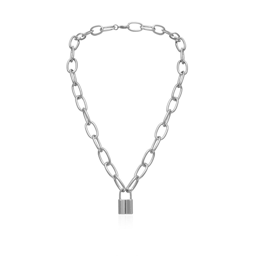 Kalung Rantai Multilayer Tebal 17km Warna Gold Silver Gaya Korea Retro Untuk Aksesoris Perhiasan-15