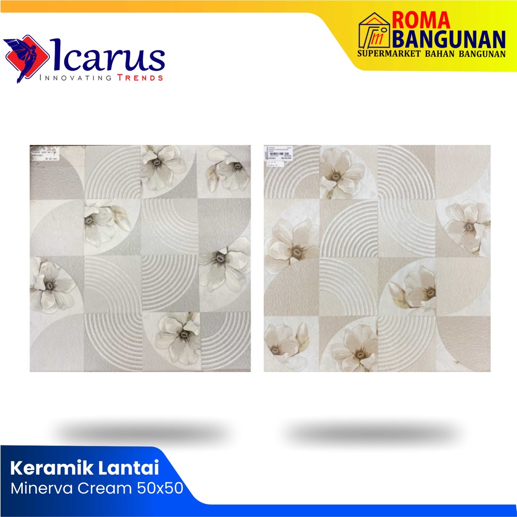 Icarus Keramik Lantai / Keramik Minerva griss Minerva Cream 50X50