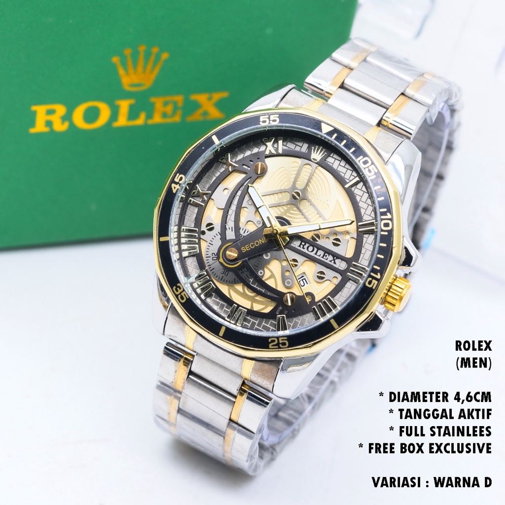 (FREE BOX) JAM TANGAN PRIA FASHION RANTAI BODY BULAT TANGGAL AKTIF