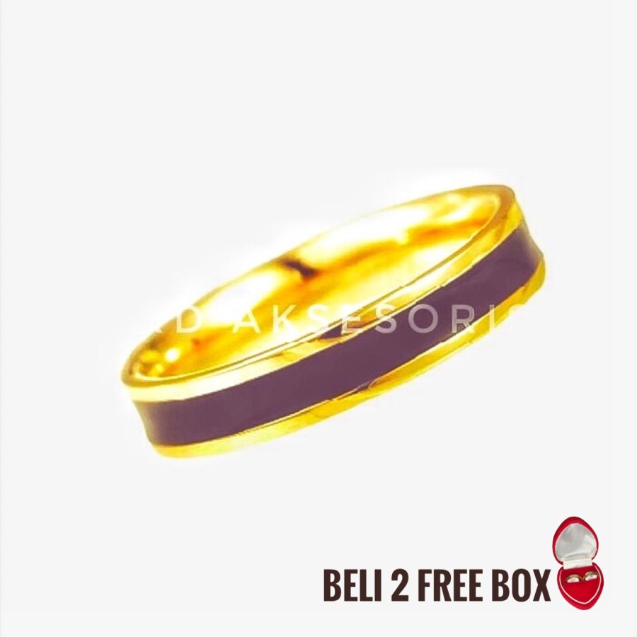 Cincin Couple Hitam Emas Pria Wanita Titanium