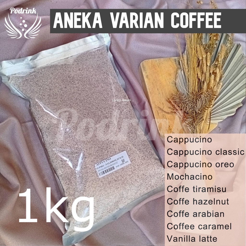 

Bubuk Minuman 1kg Murah Varian Coffee Untuk Boba, Esblend, Jellydrink dsb (mix gula)