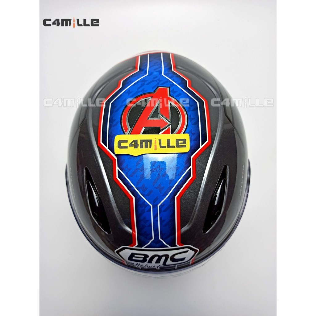 HELM BMC MILAN AVENGER CAPTAIN AMERICA #02 GRAPHIC METALIC HALF FACE-4