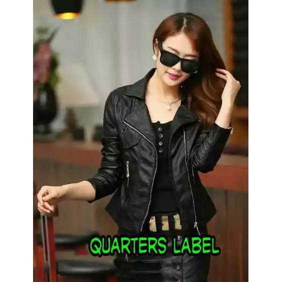 Jaket semi kulit wanita style korea