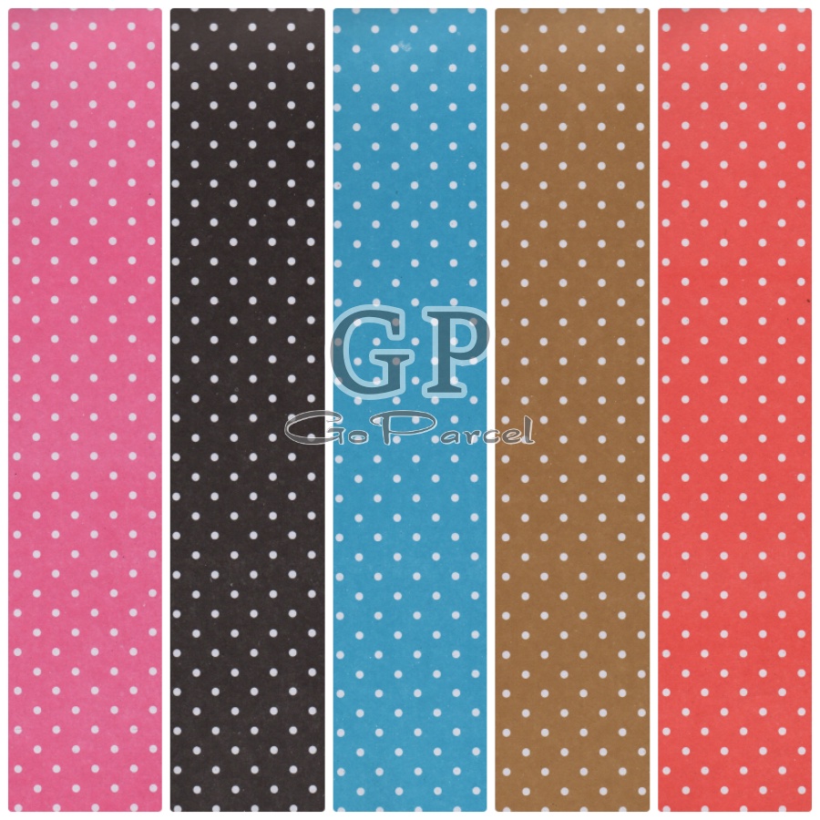 ( 5 Lembar ) KERTAS KADO POLKADOT VL - GIFT WRAPPING PAPER ONDE KECIL SALEM SMALL MINI DOTS PINK RED BROWN BLACK BLUE / MERAH BIRU MERAH COKLAT HITAM