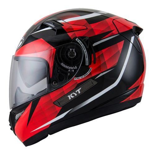 Helm KYT K2 Rider Full Face Double Visor Black Red K2rider