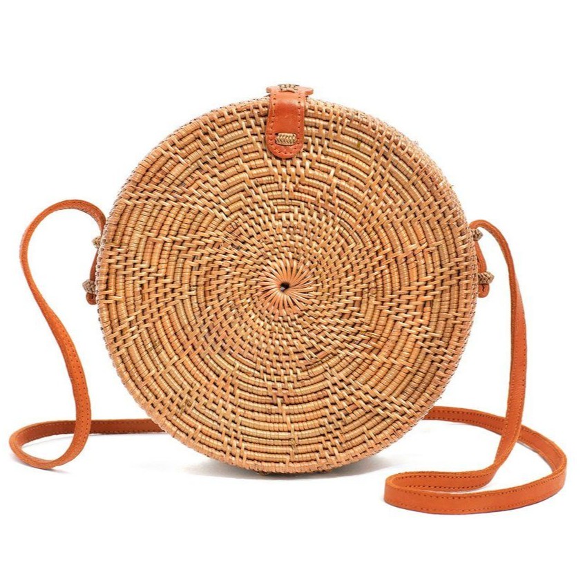 Tas Ata Bulat Motif Lotus Rotan Rattan Handmade Round Tas Ata Bulat Motif Lotus Rotan Rattan Handmade Round