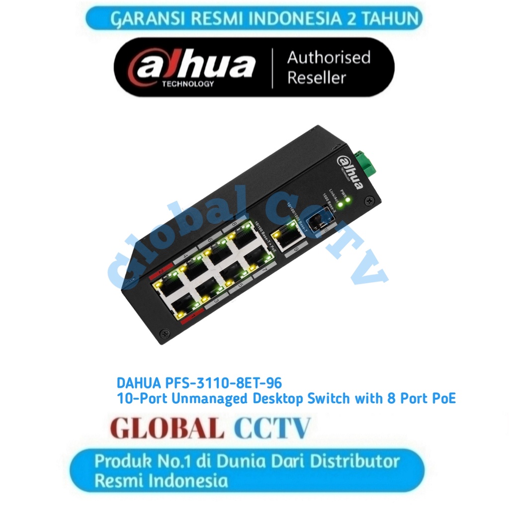 DAHUA PFS3110-8ET-96 SWITCH POE DAHUA TWO LAYER INDUSTRIAL