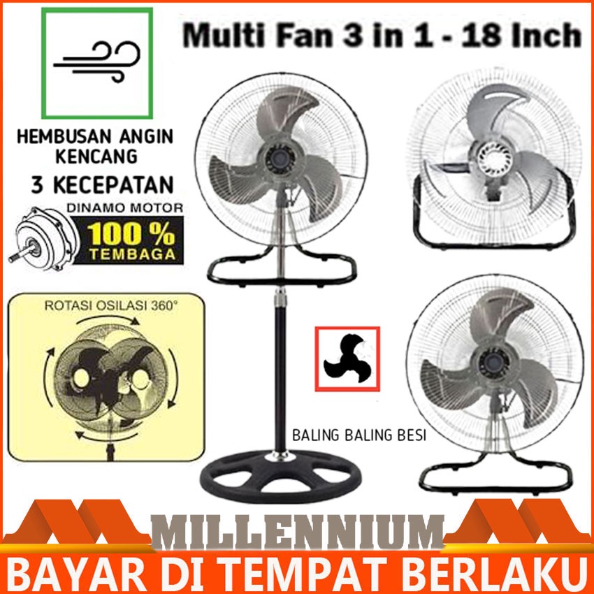 Kipas Angin Berdiri Kipas Angin 3in1 Advance TDS 18 PLUS Bisa Mutar Atas Bawah Kiri Kanan