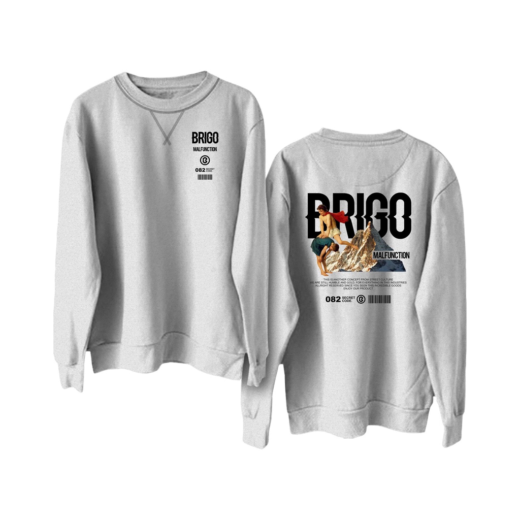 Sweater Crewneck BRIGO Malfunction Sablon DTF Fleece Cotton II BRIGO Basic Sweatshirt  Malfunction II Cotton M-XXL (Pria &amp; Wanita) Free stiker&amp;Gantungan Kunci