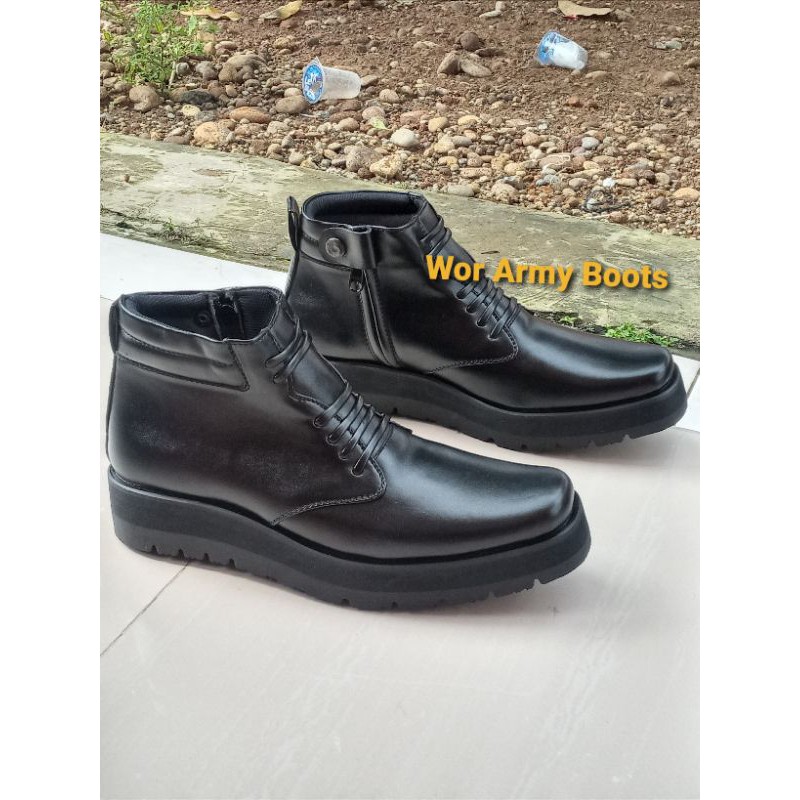 Sepatu Pdh model P2021  Tebal bgt 3-5 cm harga promo Size 38-46 PDH POLRI DISHUB SECURITY  by Wor Army Boots