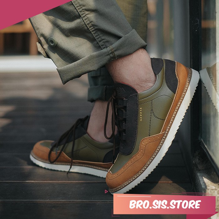 PACIFIST 2.0 OLIVE | BROSIS x Navara | Sepatu Sneakers Sepatu Cowok Sneakers Pria Sepatu Kasual