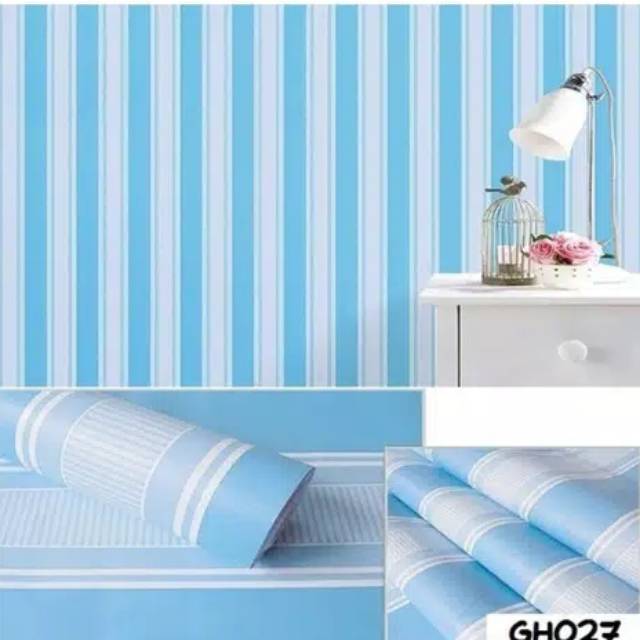 Salur biru 45 x10 wallpaper dinding berkualitas premium