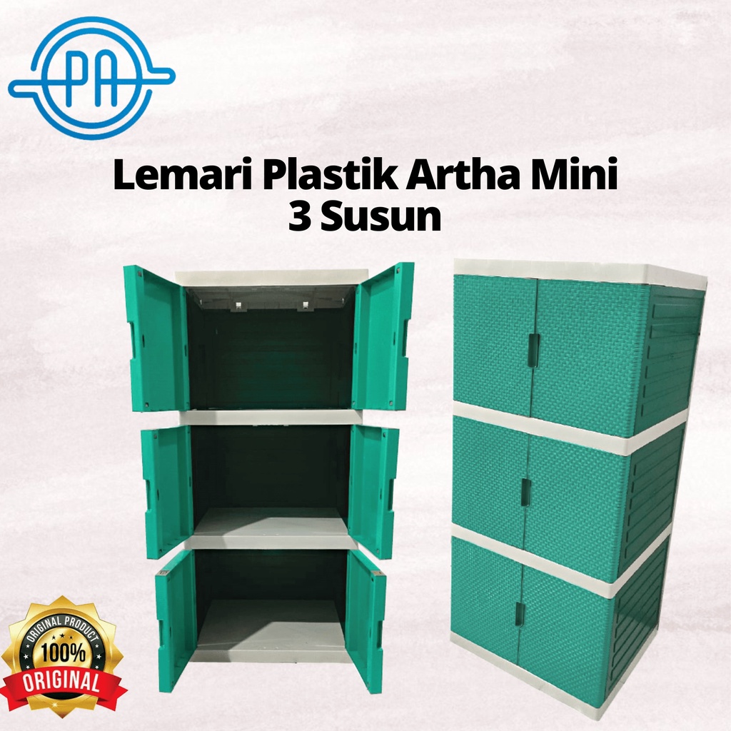 LEMARI PLASTIK SUSUN 3 MINI ARTHA ANYAM ROTAN MINIMALIS