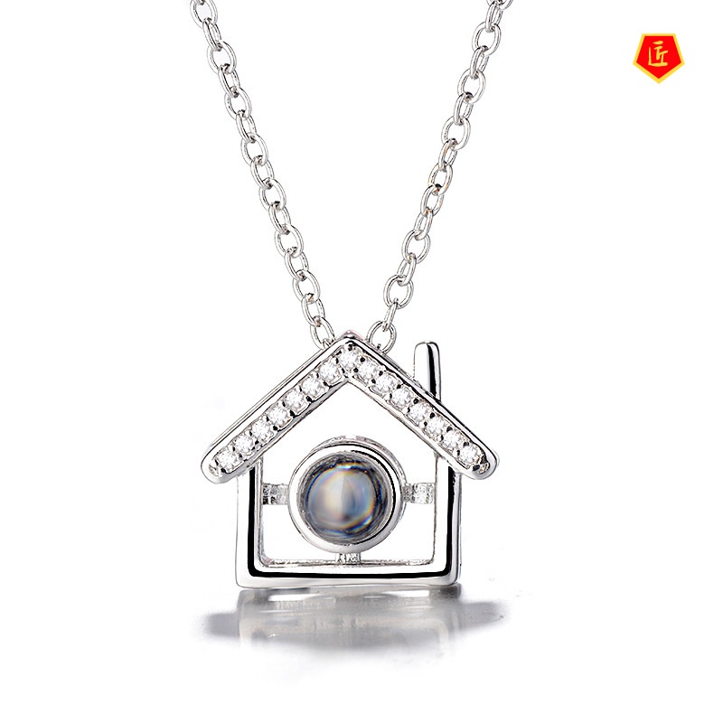 [Ready Stock]S925 Silver Japan and South Korea Love Necklace Small House Pendant